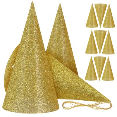 BESPORTBLE 12 Pcs Glitter Birthday Hats for Adults and Conical Party Headwear with Chic Sparkle Surface Festive Decoration for Birthdays and Celebrations Fun Gift