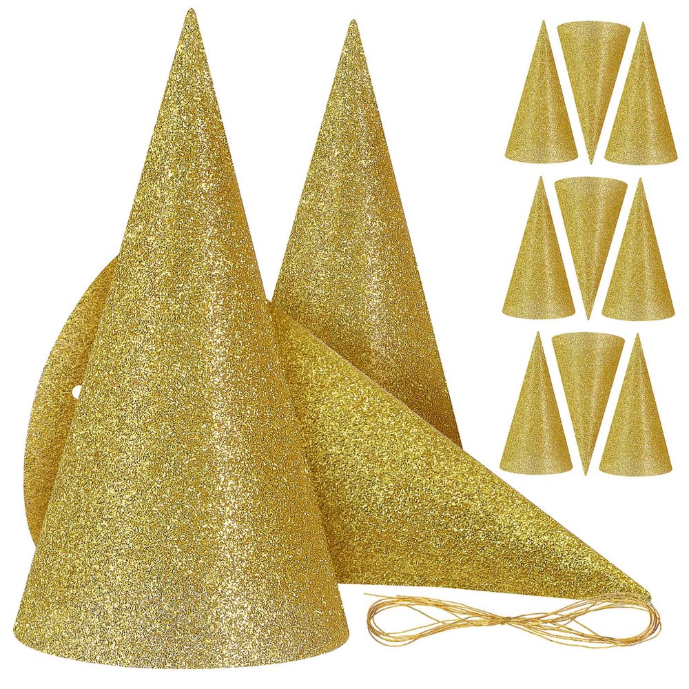 BESPORTBLE 12 Pcs Glitter Birthday Hats for Adults and Conical Party Headwear with Chic Sparkle Surface Festive Decoration for Birthdays and Celebrations Fun Gift