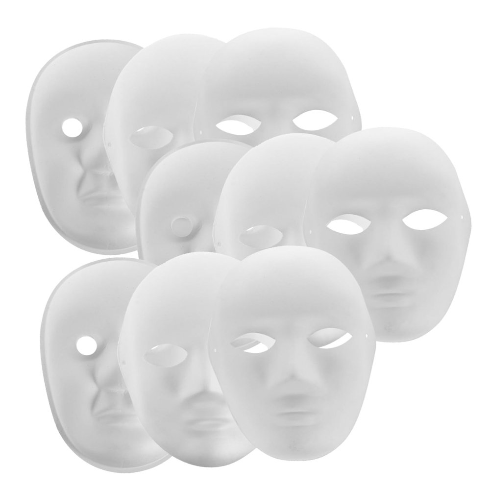 Abaodam 9pcs White DIY Paintable Masquerade Masks Unpainted Paper Pulp Cosplay Accessories for Carnival Halloween Role Playing Parties Suitable for Men Women Includes Male Female Peking