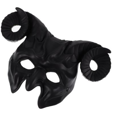 Beaupretty Ox Horn with Elastic Band Half Face Black Holiday Mask for Halloween Costume Carnival Cosplay Festival Party Accessory for Men and Women