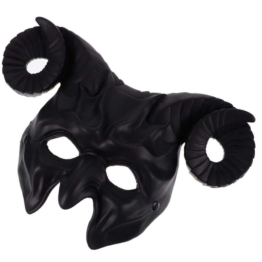 Beaupretty Ox Horn with Elastic Band Half Face Black Holiday Mask for Halloween Costume Carnival Cosplay Festival Party Accessory for Men and Women