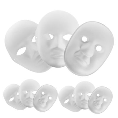 BESPORTBLE 9pcs DIY White Paintable Paper Masks for Masquerade Party Hand Painted Blank Face Masks for Carnival Halloween Role Playing Includes Male Female and Peking Opera Designs