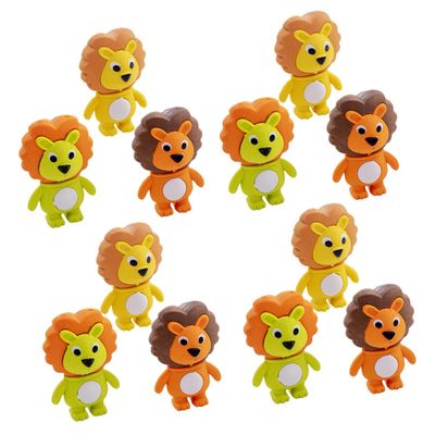 Abaodam 12pcs Creative Animal Erasers for Classroom School Supplies Bulk Decorative Lion Eraser with Cute Cartoon Design for Boys Rewards and Gifts Random Color