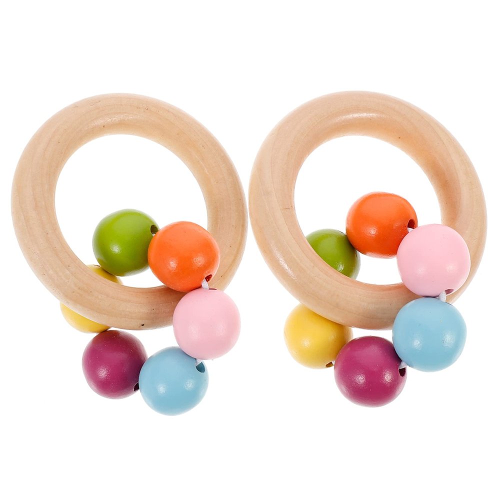 Beaupretty 2pcs Ring Rattle Soothing Handheld Grasp Shake Shakers for Fine Motor Skill Development and Separation Anxiety Relief