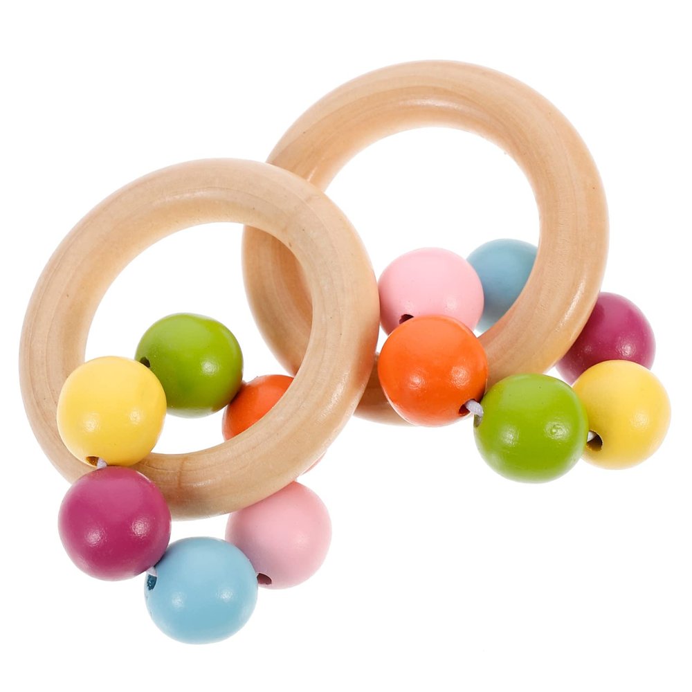 BESPORTBLE 2pcs Hand Rattle Soothing Ring Shaker Bells for Newborns Easy Grip Soft Grasp for Sensory Development Motor Skills and Auditory Stimulation