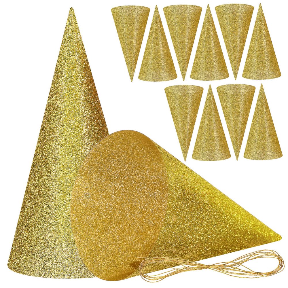 Abaodam 12 Pcs Glitter Party Hats for Birthday Caps Photo Props Design Birthday Headwear for Celebrations and Parties