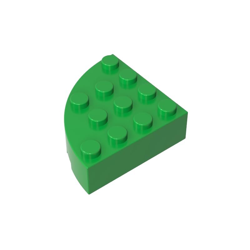 Gobricks 2577 Brick Round Corner 4x4 Full Brick, Bright Green, 10 pcs