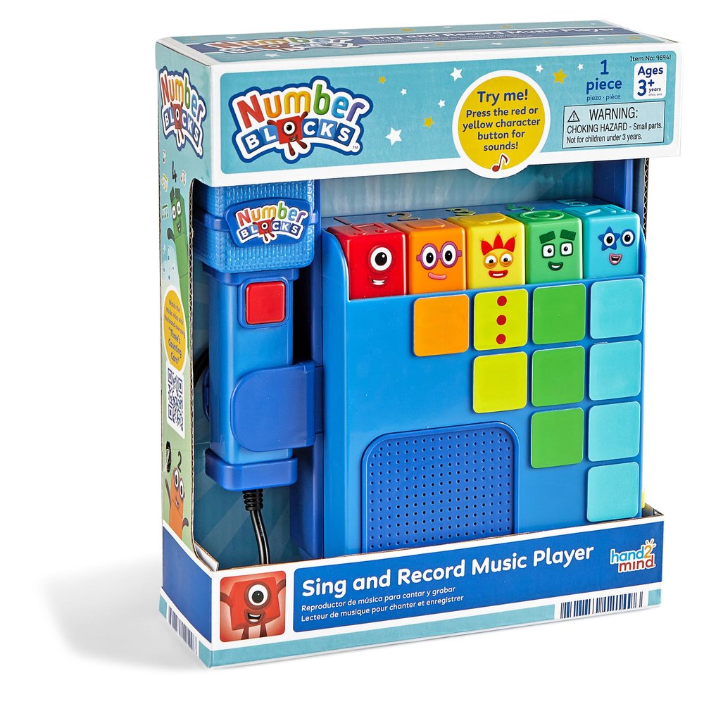 hand2mind Numberblocks Sing and Record Music Player, Kids Karaoke Microphone, Musical Toys, Toddler Boombox, Counting Toys, Preschool Math Learning Activities, Numbers for Toddlers, Birthday Gifts