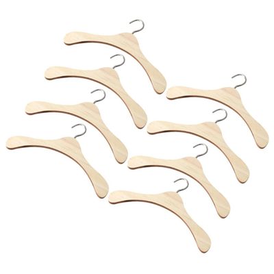 TOYANDONA 8pcs Miniature Wood Doll Clothes Hangers Doll Garment Hangers for Neat Wrinkle Storage Smooth Edges Protect Delicate Clothes Dollhouse Furniture Accessory