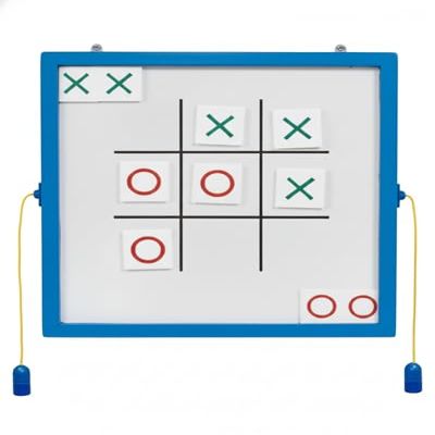 Playscapes Magnetic Toddler Activity Wall Panel Toy Interactive Wall Busy Board Melamine Frame & Acrylic Panel with 2 Wands Easy Installation, No Loose Pieces, Easy-to-Clean Tic Tac Toe, Blue