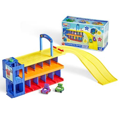 hand2mind Counting Car Garage, Race Car Track, Toy Vehicle Playsets, Parking Garage, Pretend Play Sets for Preschoolers, Preschool Math Learning Activities, Numbers for Toddlers, Kids Birthday Gifts