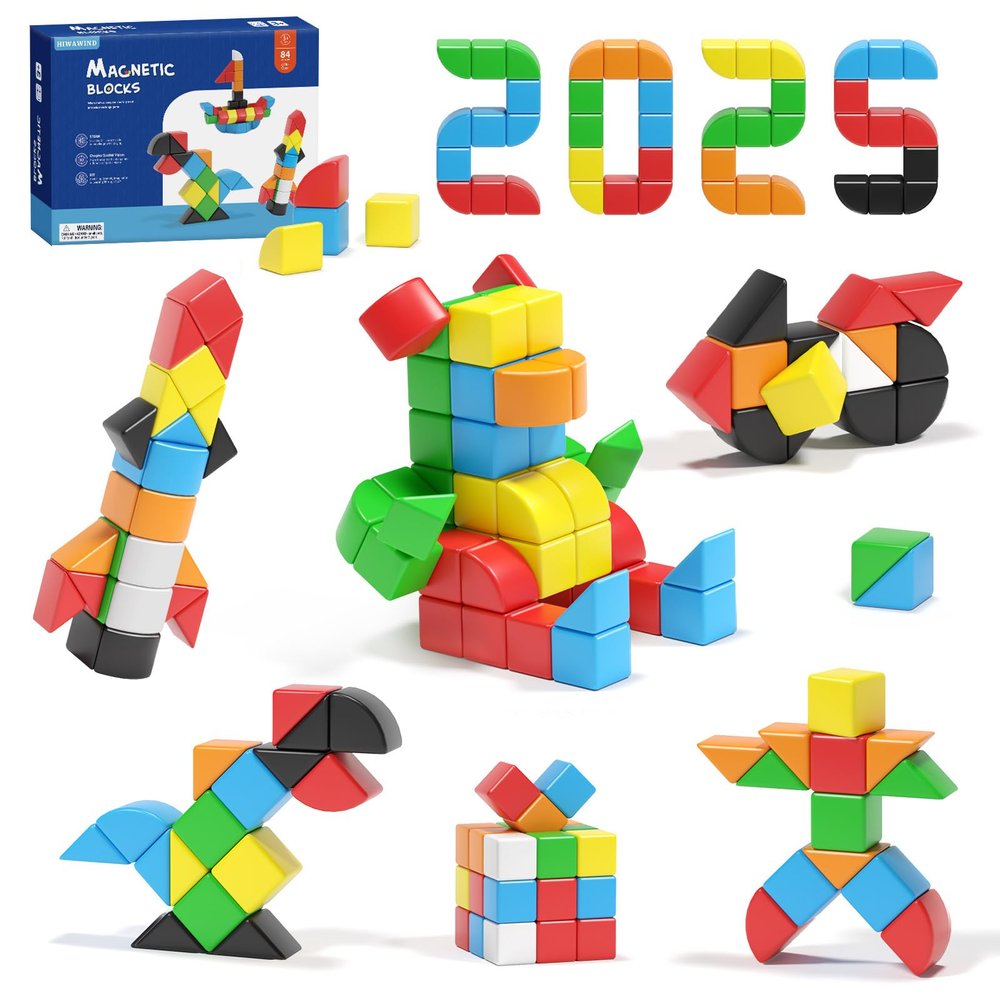 Hiwawind 84pcs Magnetic Blocks,Toys for 3 Year Old Boys & Girls, Sensory Toys for Kids with Autism, STEM Preschool Montessori Toys for Toddlers 3-5, Christmas Toys Birthday Giftsfor Grandkids