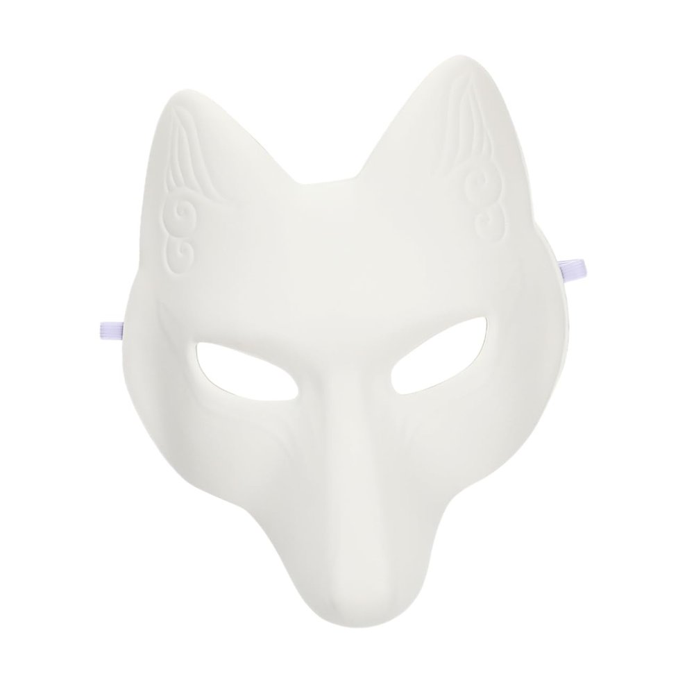 Abaodam DIY White Blank Fox Mask for Halloween Masquerade Cosplay Party Paintable Unpainted Fox Face Mask for Women and Handcrafted Costume Accessory Creative Craft Gift