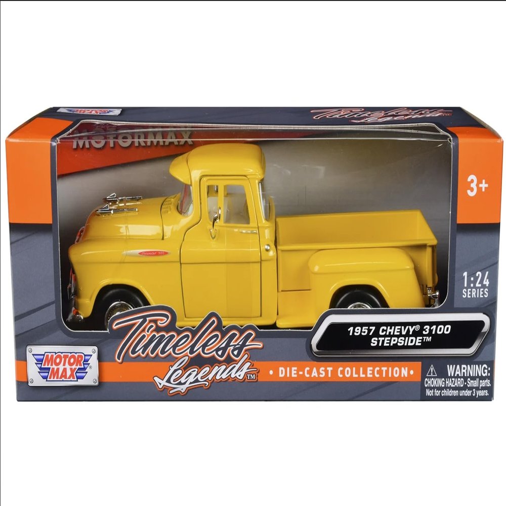 1957 3100 Pickup -1:24 Scale Diecast Model Truck by Motormax (Yellow)
