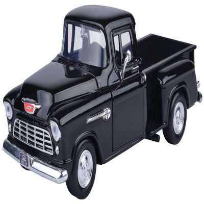 1955 5100 Stepside Pickup - 1:24 Scale Diecast Model Truck by Motormax (Black)