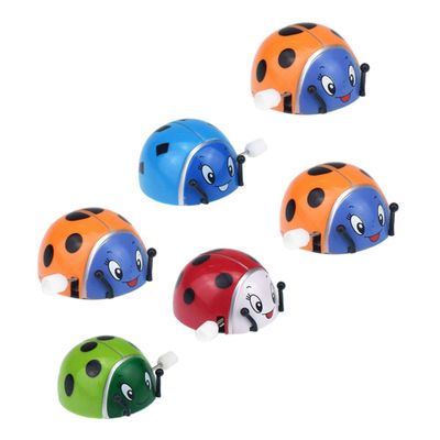 FRCOLOR 6pcs Wind Up Ladybug Clockwork Plastic Moving Animal Playthings for Party Favors Manual Mechanism Gift Stuffer Holiday Carnival Random Color