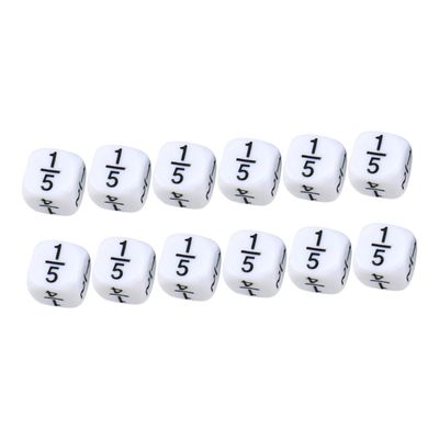 Abaodam 12pcs Educational Fractional Dice Teaching Cubes for Math Learning and Parent Interaction White Rounded Dice for Addition Subtraction Games and Party Props