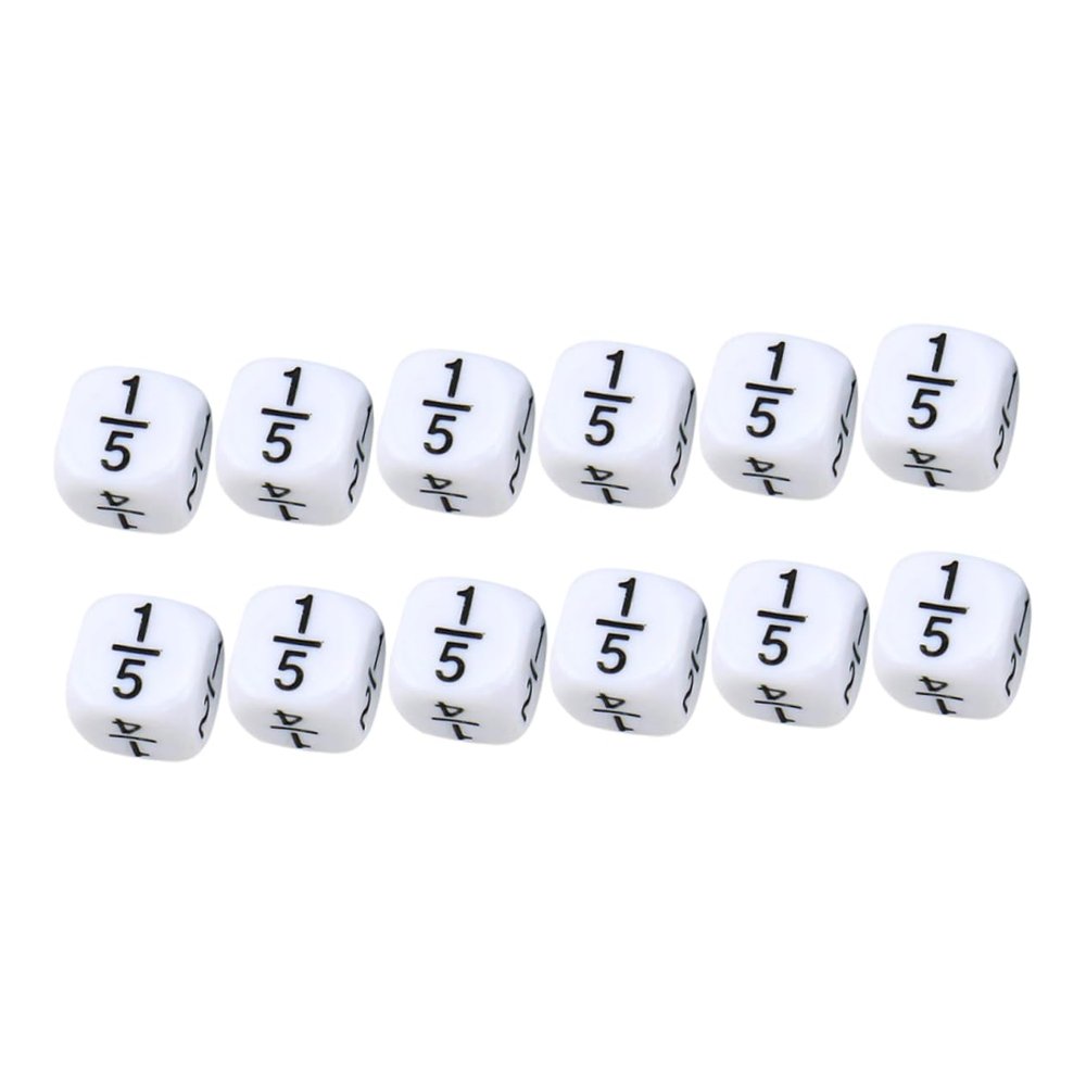 Abaodam 12pcs Educational Fractional Dice Teaching Cubes for Math Learning and Parent Interaction White Rounded Dice for Addition Subtraction Games and Party Props