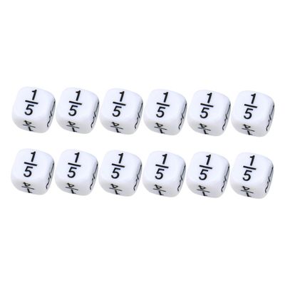 Beaupretty 12pcs Fractional Dice Educational for Creative Arithmetic Dice for Math Learning Parent Interaction and Party Props White Color Classroom Teaching Tool