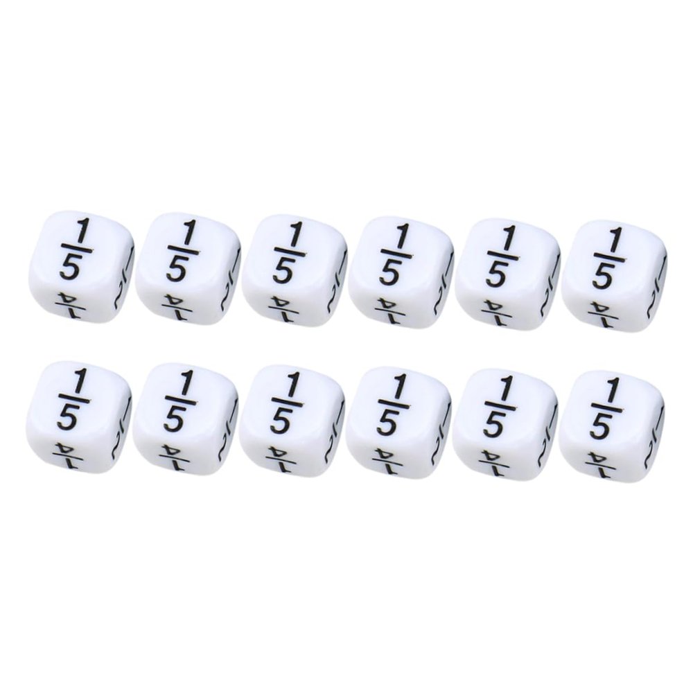 Beaupretty 12pcs Fractional Dice Educational for Creative Arithmetic Dice for Math Learning Parent Interaction and Party Props White Color Classroom Teaching Tool