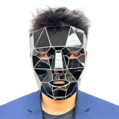 Beyond Collectibles Futuristic Geometric Full Face Mask with sharp polygon sci-fi style Mirror Mask (Black)