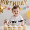 12 Pcs Cowboy "One" Cupcake Toppers, Western Cowboy Style Cake Decorations for Kids' 1st Birthday Parties,Dessert Table Cupcake Decor Supplies view 3