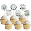 12 PCS Baby Showers Cupcake Toppers - Ink And Wash Floral Themed Cupcake Decor, Suitable for Baby Gender Reveal, Boys' And Girls' Birthday Party Cake Decorations view 1