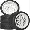 4PCS 1/10 RC On Road Tires and Wheels, Soft Rubber Touring Tires Foam Insert and Nylon Wheels with 12mm Hex Fits for 1/10 Tamiya HPS HPI KYOSHO Traxxas XV02 XV01 TT01 TT02 PTG2 A959 On Road Tyres view 1