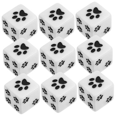 Beaupretty 10pcs Resin Six Sided Game Dice with Cartoon Paw Pattern Lightweight Cube Dice Props for Board Games Party Fun and Tabletop Play Accessories
