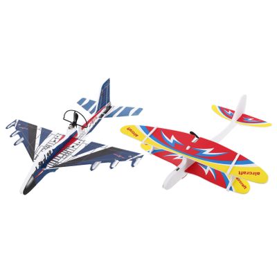 2pcs USB Charged Electric Airplane for Foam Glider Model with Lights Safe Material Easy Outdoor Flying Aircraft for Boys