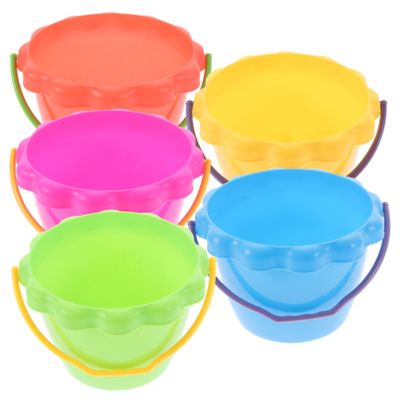 Abaodam 5Pcs Portable Small Sand Buckets for Lightweight Plastic Beach and Backyard Bucket with Handles Safe for Outdoor Play Random Color
