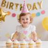 12 PCS Oh Baby Cupcake Decorations - Gold Glitter with Pink Bow Cupcake Toppers, Gender Reveal Theme, Baby Birthday Party Cupcake Decor Supplies view 2