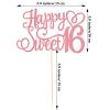 16th Birthday Cake Decoration, Sweet 16 Cake Topper Rose Gold Birthday Cake Topper Glittery for Sweet 16 Party Celebrations Celebrating Anniversary Party Decoration view 2