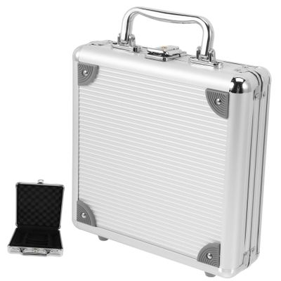 Abaodam Large Capacity Alloy Poker Chip Case with Handle Portable Poker Cards Carrying Box with Compartment Organizer Cards and Dice Storage