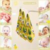 CUPADA 3 Pack Baby Washcloths Muslin Face Towels Avocado Pattern with Flowers Absorbent Soft Burp Wipe Towel Wash Wipes Infant Newborn Washcloth view 4