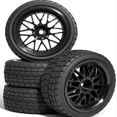4PCS 1/10 RC On Road Tires and Wheels, Soft Rubber Touring Tires Foam Insert and Nylon Wheels with 12mm Hex Fits for 1/10 Tamiya HPS HPI KYOSHO Traxxas XV02 XV01 TT01 TT02 PTG2 A959 On Road Tyres