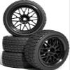 4PCS 1/10 RC On Road Tires and Wheels, Soft Rubber Touring Tires Foam Insert and Nylon Wheels with 12mm Hex Fits for 1/10 Tamiya HPS HPI KYOSHO Traxxas XV02 XV01 TT01 TT02 PTG2 A959 On Road Tyres view 1