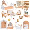 36Pcs Dollhouse Furniture Set,Miniature 1:12 Scale Dolls House Accessories with Cat,Dog,Kitchen, Dining Room, Living Room,Bedroom for Playhouse Toy(Beige) view 1