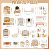 36Pcs Dollhouse Furniture Set,Miniature 1:12 Scale Dolls House Accessories with Cat,Dog,Kitchen, Dining Room, Living Room,Bedroom for Playhouse Toy(Beige) view 2