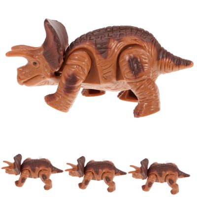 Abaodam 4Pcs Wind Up Dinosaur Triceratops Brown Clockwork Spring Walking for Boys Safe Smooth Surface