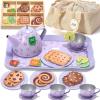 Veitch fairytales Kids Tea Party Set for Little Girl, Tea Sets for Toddler Pretend Play Food Kitchen Toy Accessories Gift for 3 4 5 6 Years Old Girls Boys (Purple) view 1