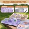 Veitch fairytales Kids Tea Party Set for Little Girl, Tea Sets for Toddler Pretend Play Food Kitchen Toy Accessories Gift for 3 4 5 6 Years Old Girls Boys (Purple) view 3