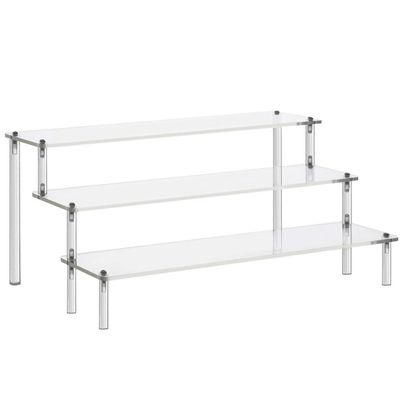 3-Tier Acrylic Display Shelf for Figures, Makeup, Cupcakes, Perfume & More Large Riser Stand for Countertops and Tables