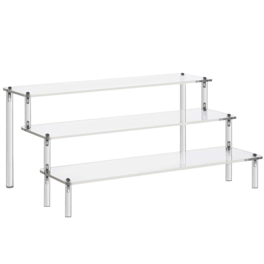 3-Tier Acrylic Display Shelf for Figures, Makeup, Cupcakes, Perfume & More  Large Riser Stand for Countertops and Tables