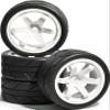 4PCS 1/10 RC On Road Tires and Wheels, Soft Rubber Tires and Nylon Wheel Rims with 12mm Hex Foam Insert Fits for 1/10 Tamiya HPS HPI KYOSHO Traxxas XV02 XV01 TT01 TT02 PTG2 A959 On-Road Tyres view 1
