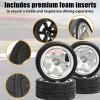 4PCS 1/10 RC On Road Tires and Wheels, Soft Rubber Tires and Nylon Wheel Rims with 12mm Hex Foam Insert Fits for 1/10 Tamiya HPS HPI KYOSHO Traxxas XV02 XV01 TT01 TT02 PTG2 A959 On-Road Tyres view 4