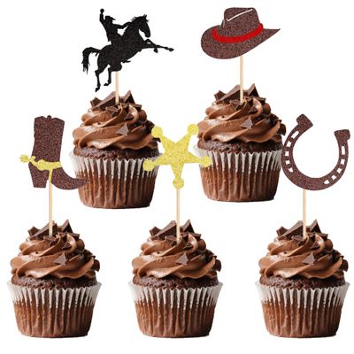10 PCSWestern Theme Cake Decorations, Boots & Hat Cupcake Toppers, Versatile Party Cake Decor for Birthdays & Baby Showers