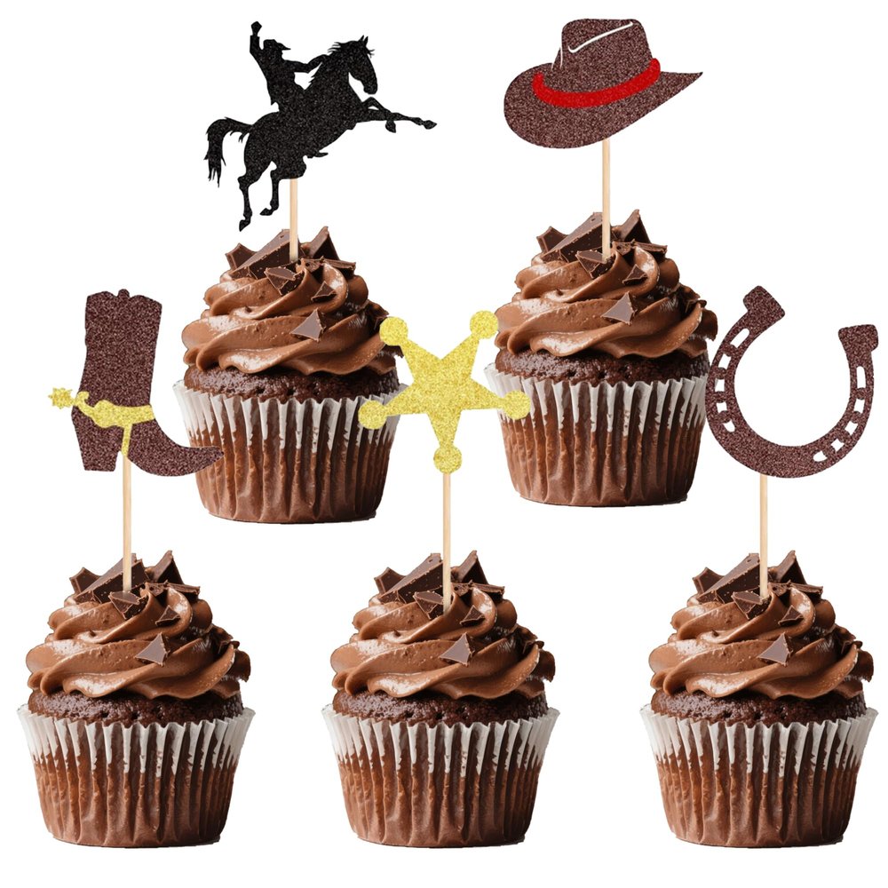10 PCSWestern Theme Cake Decorations, Boots & Hat Cupcake Toppers, Versatile Party Cake Decor for Birthdays & Baby Showers