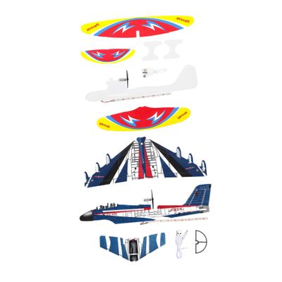 BESPORTBLE 2pcs USB Rechargeable Electric Airplane with LED Lights Lightweight Foam Glider for Easy Assembly Educational Outdoor Flying Model for Boys