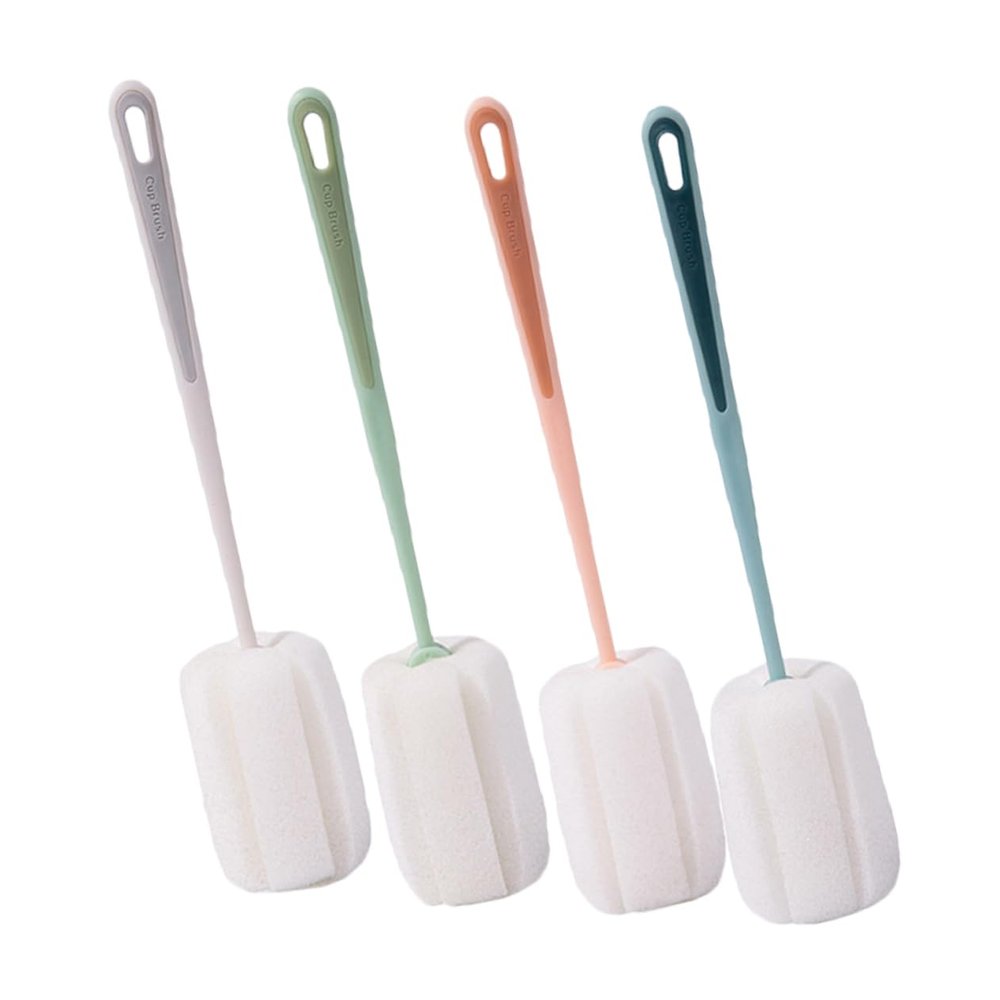 4 Pack Long Handle Sponge Cup Brush for Bottles and Utensils